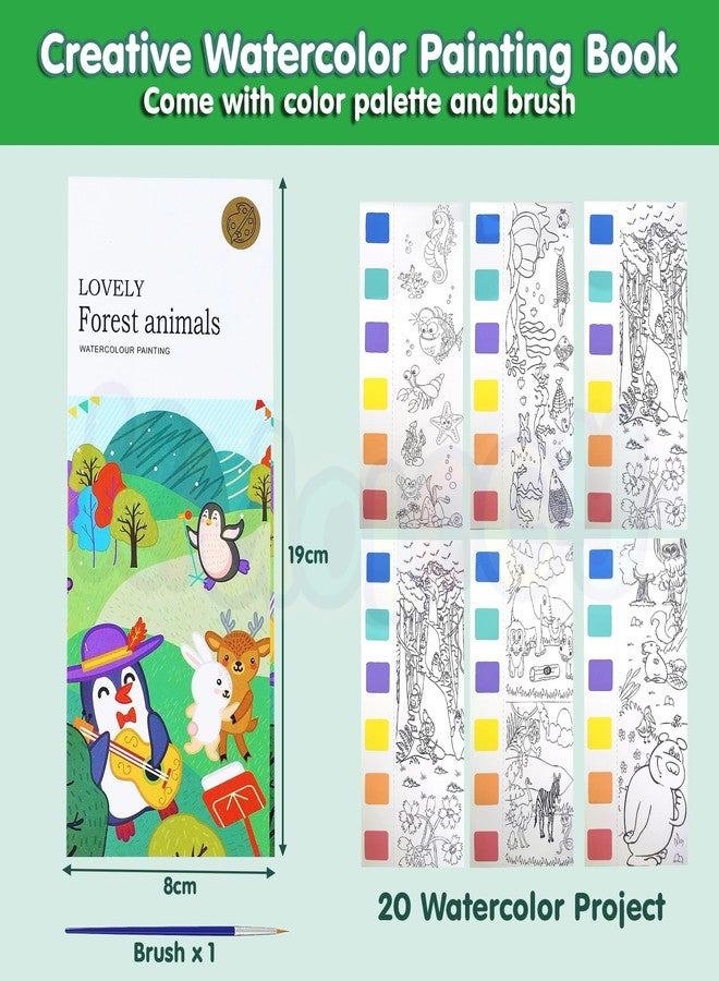 Kidology كتاب كيدولوجي الصغير للرسم بالألوان المائية للأطفال الرضع مع 20 ورقة فاصلة وفرشاة واحدة، لعبة مونتيسوري تعليمية مبكرة للأطفال من عمر 0-3 سنوات، للأولاد والبنات - هدايا حفلات فنية، نشاط سفر محمول (غابة) - Image 3